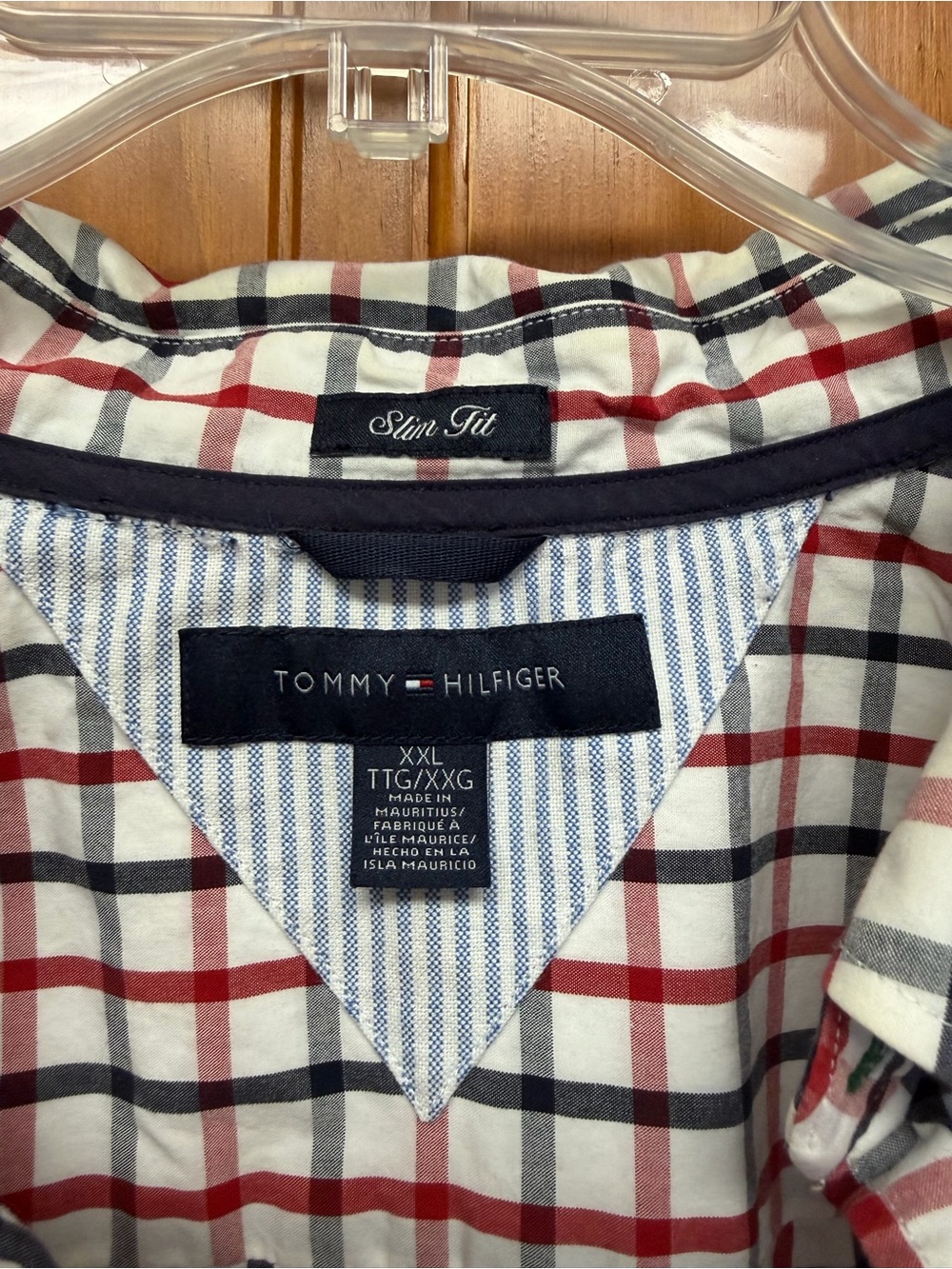 Tommy Hilfiger Red, Black & White Plaid Button-Down Shirt